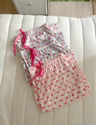 Pink Heart Check Homewear Pajama Pants