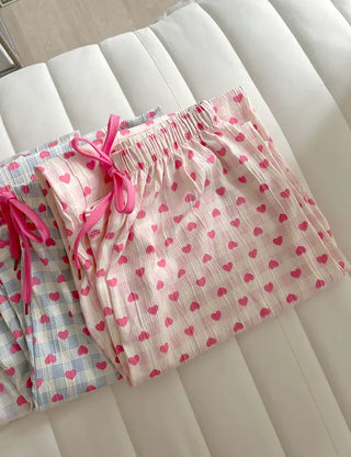 Pink Heart Check Homewear Pajama Pants