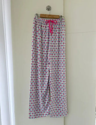 Pink Heart Check Homewear Pajama Pants