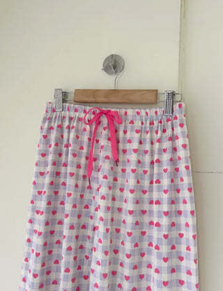 Pink Heart Check Homewear Pajama Pants