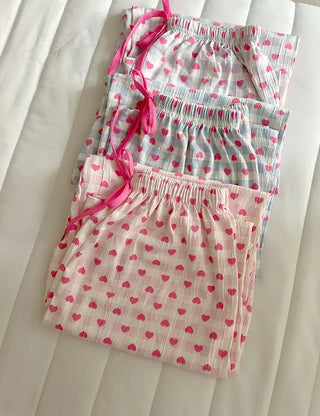 Pink Heart Check Homewear Pajama Pants