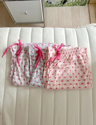 Pink Heart Check Homewear Pajama Pants