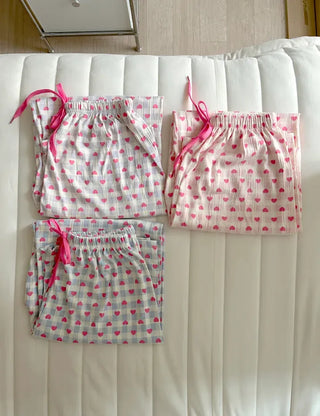 Pink Heart Check Homewear Pajama Pants