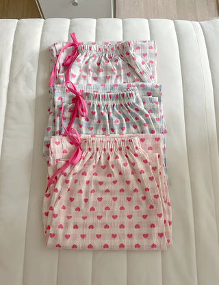 Pink Heart Check Homewear Pajama Pants