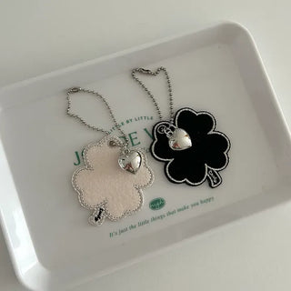Handmade Felt Big Four-Leaf Clover Keyring Phone Strap