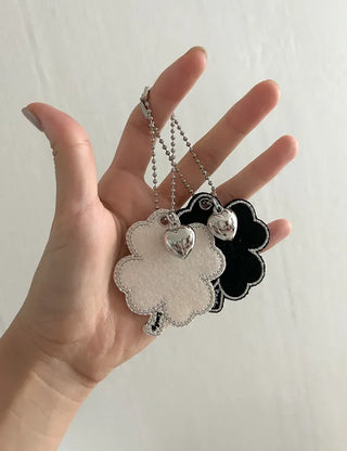 Handmade Felt Big Four-Leaf Clover Keyring Phone Strap