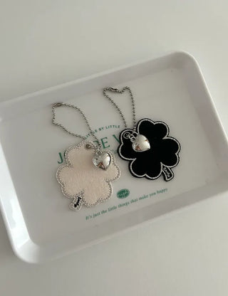 Handmade Felt Big Four-Leaf Clover Keyring Phone Strap