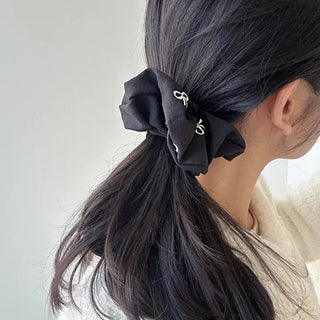Mini ribbon embroidered cotton scrunchie