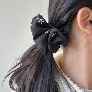 Mini ribbon embroidered cotton scrunchie