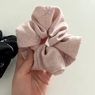 Mini ribbon embroidered cotton scrunchie