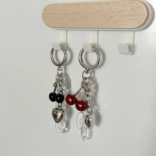 Transparent chain cherry bag keyring car key holder