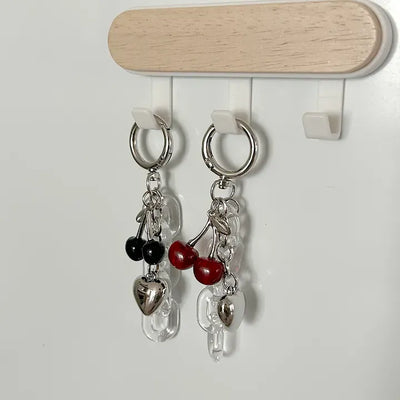 Transparent chain cherry bag keyring car key holder