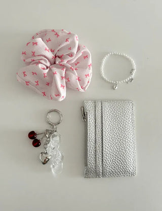 Transparent chain cherry bag keyring car key holder