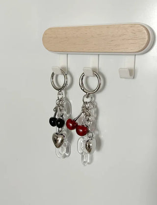Transparent chain cherry bag keyring car key holder
