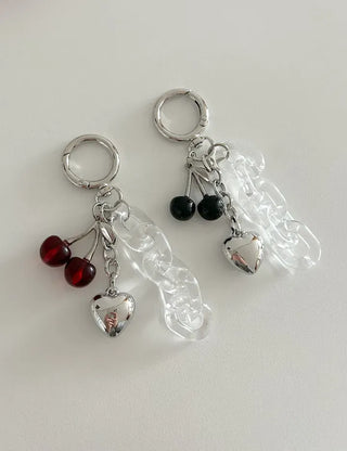 Transparent chain cherry bag keyring car key holder