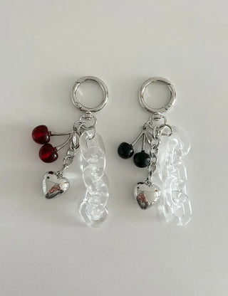 Transparent chain cherry bag keyring car key holder