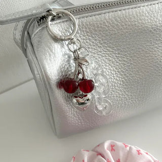 Transparent chain cherry bag keyring car key holder