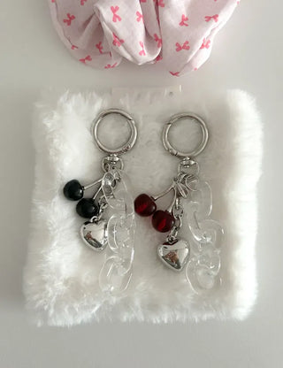 Transparent chain cherry bag keyring car key holder