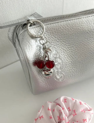 Transparent chain cherry bag keyring car key holder