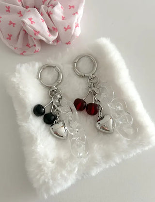 Transparent chain cherry bag keyring car key holder