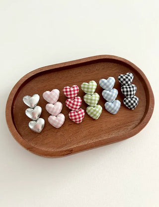 1+1 Checkered Mini Heart Side Hair Clip