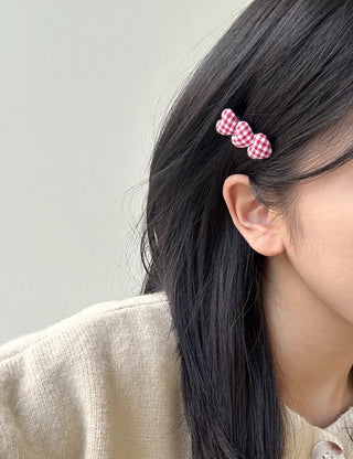 1+1 Checkered Mini Heart Side Hair Clip