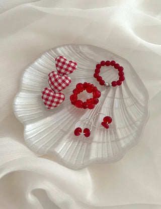 1+1 Checkered Mini Heart Side Hair Clip