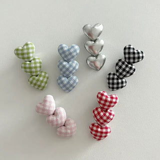 1+1 Checkered Mini Heart Side Hair Clip