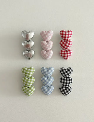 1+1 Checkered Mini Heart Side Hair Clip