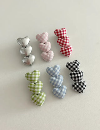 1+1 Checkered Mini Heart Side Hair Clip