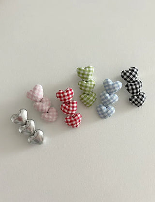 1+1 Checkered Mini Heart Side Hair Clip