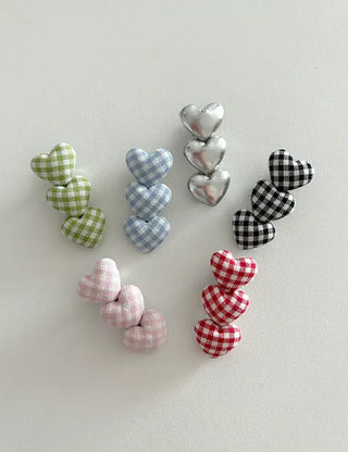 1+1 Checkered Mini Heart Side Hair Clip