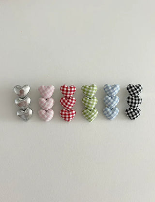 1+1 Checkered Mini Heart Side Hair Clip