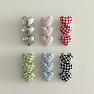 1+1 Checkered Mini Heart Side Hair Clip