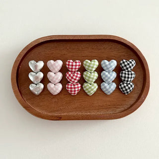 1+1 Checkered Mini Heart Side Hair Clip