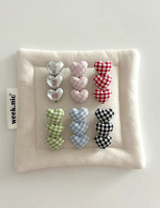 1+1 Checkered Mini Heart Side Hair Clip