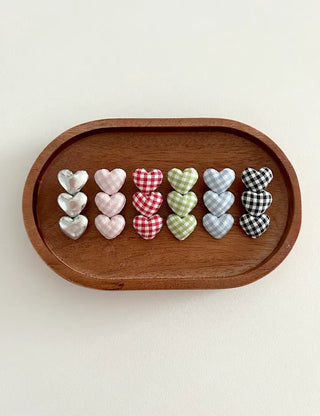 1+1 Checkered Mini Heart Side Hair Clip