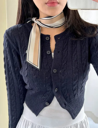 Reversible color-block striped tie petite scarf