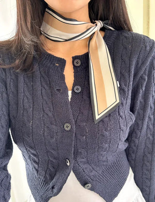 Reversible color-block striped tie petite scarf