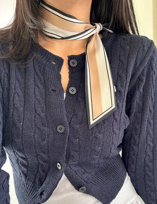 Reversible color-block striped tie petite scarf