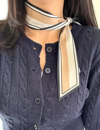 Reversible color-block striped tie petite scarf