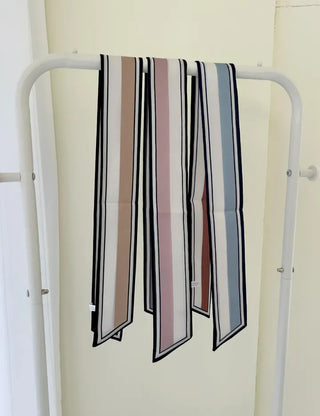 Reversible color-block striped tie petite scarf
