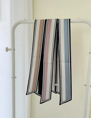 Reversible color-block striped tie petite scarf