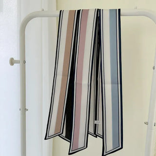 Reversible color-block striped tie petite scarf
