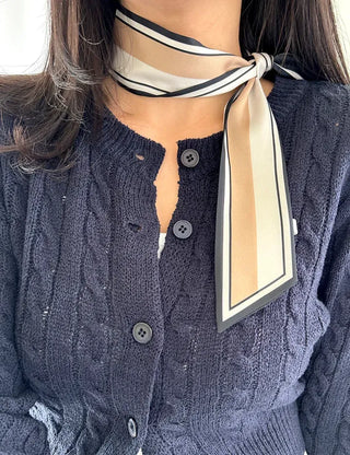 Reversible color-block striped tie petite scarf