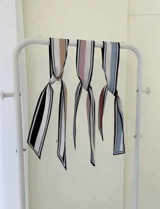 Reversible color-block striped tie petite scarf