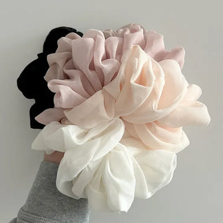 Oversized pastel chiffon hair tie scrunchie