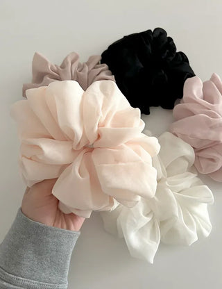 Oversized pastel chiffon hair tie scrunchie