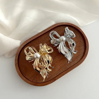 Melting Pearl Ribbon Mini Half-Up Metal Hair Clip