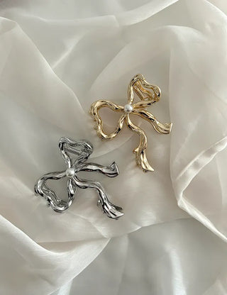 Melting Pearl Ribbon Mini Half-Up Metal Hair Clip